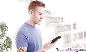 Blonde Teenage Fucks A Giant Dildo And A Real Hard Cock